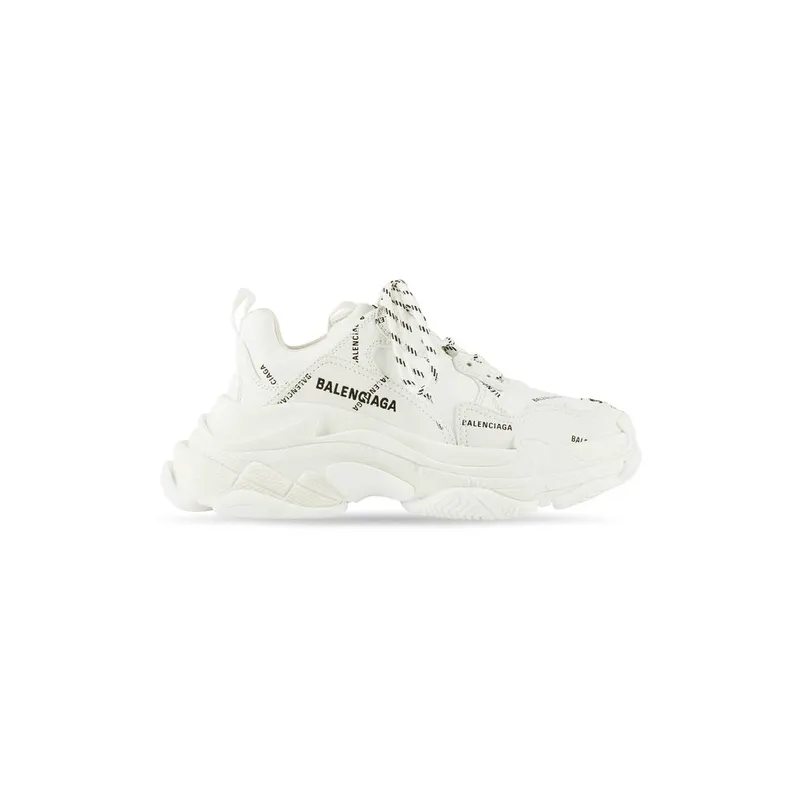 Balenciaga Triple S Trainers Allover Logo White / Black (524039W2FA19010)