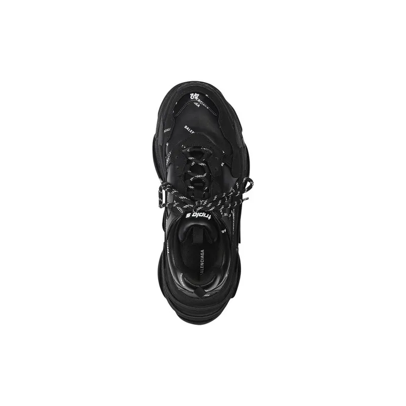 Balenciaga Triple S Trainers Allover Logo Black / White (536737W2FA11090)