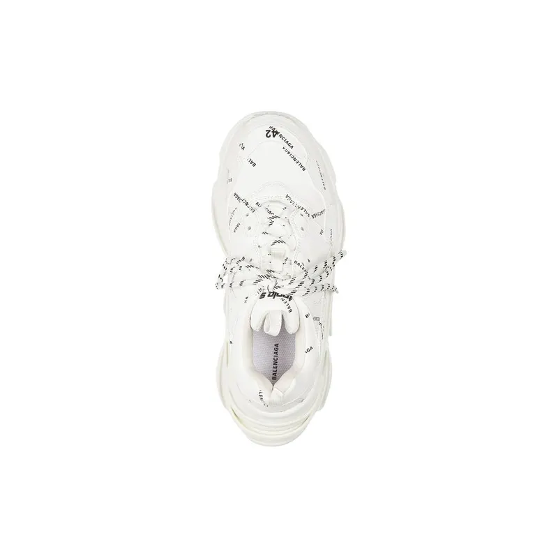 Balenciaga Triple S Trainers Allover Logo White / Black (536737W2FA19010)