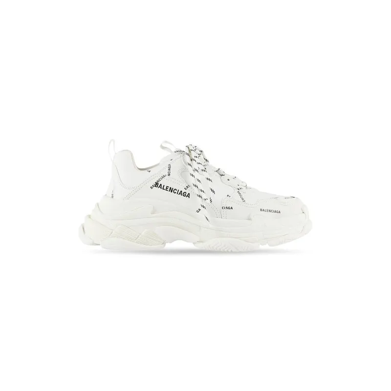 Balenciaga Triple S Trainers Allover Logo White / Black (536737W2FA19010)