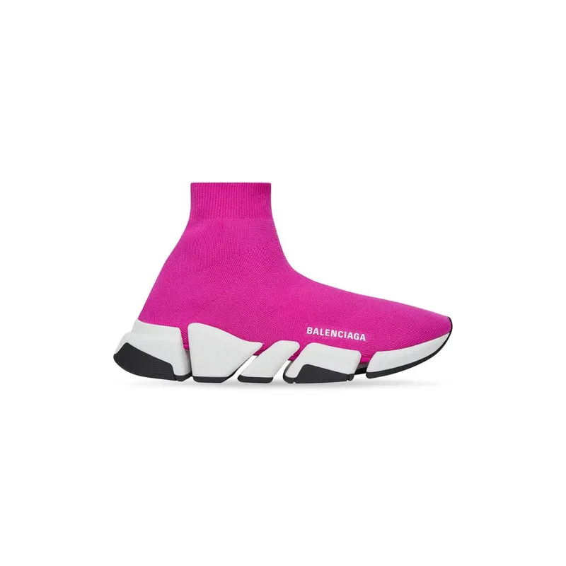 Balenciaga Speed 2.0 Recycled Knit Trainers With Bicolor Sole Dark Pink (617196W2DB25395)