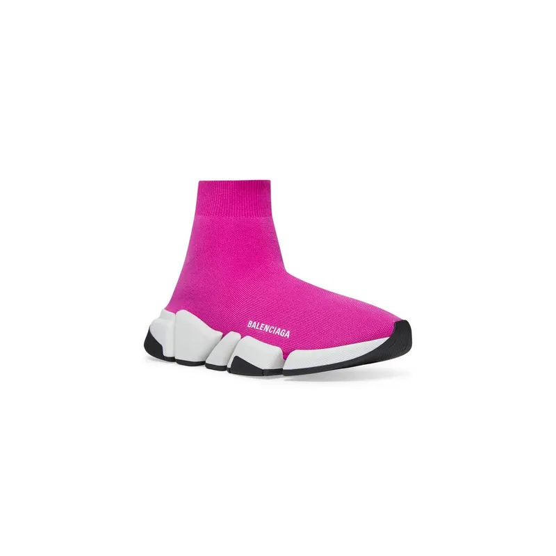 Balenciaga Speed 2.0 Recycled Knit Trainers With Bicolor Sole Dark Pink (617196W2DB25395)