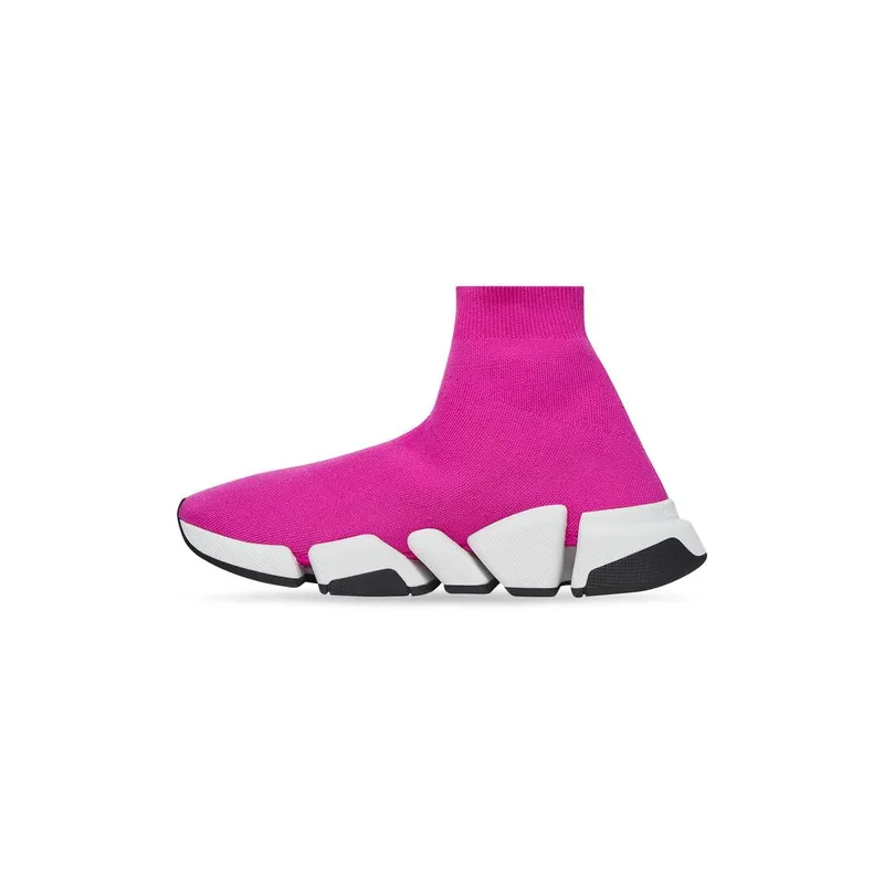Balenciaga Speed 2.0 Recycled Knit Trainers With Bicolor Sole Dark Pink (617196W2DB25395)