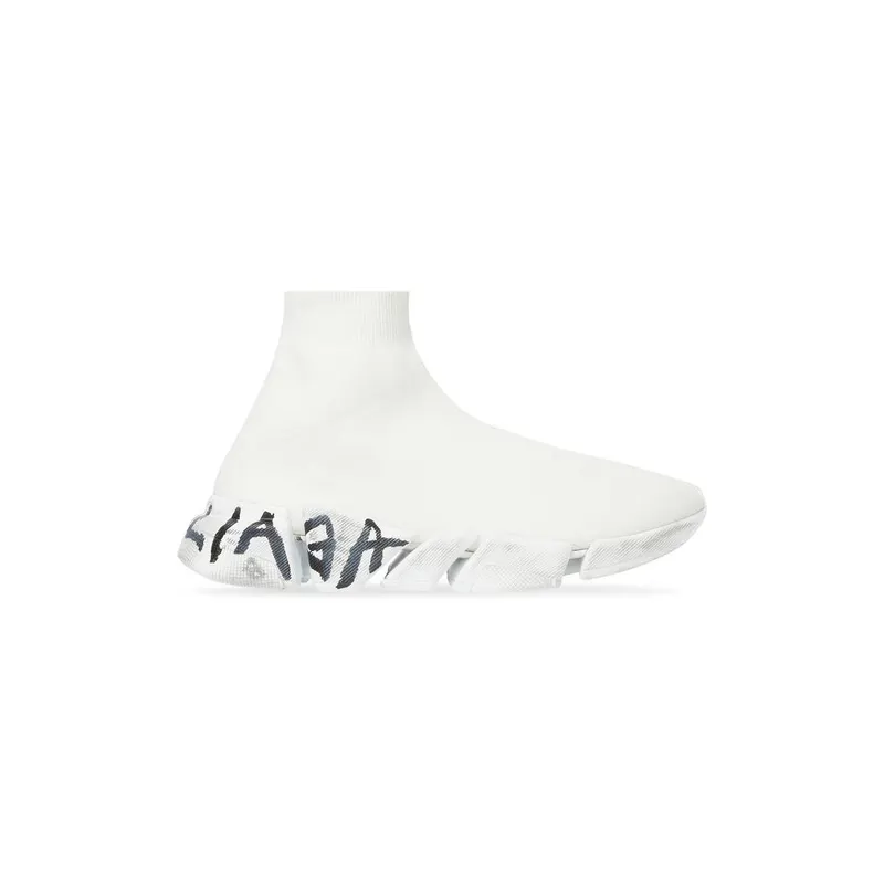 Balenciaga Speed 2.0 Graffiti Recycled Knit Trainers White (617196W2DD42091)