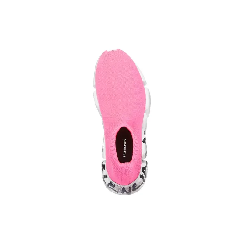 Balenciaga Speed 2.0 Graffiti Recycled Knit Trainers Fluo Pink (617196W2DD55091)
