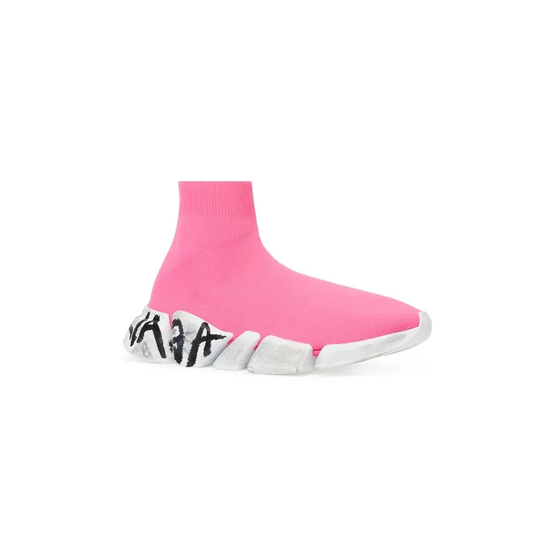 Balenciaga Speed 2.0 Graffiti Recycled Knit Trainers Fluo Pink (617196W2DD55091)