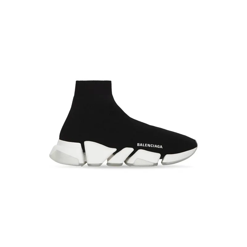 Balenciaga Speed 2.0 Clear Sole Recycled Knit Trainers Black / White (654020W2DI21091)