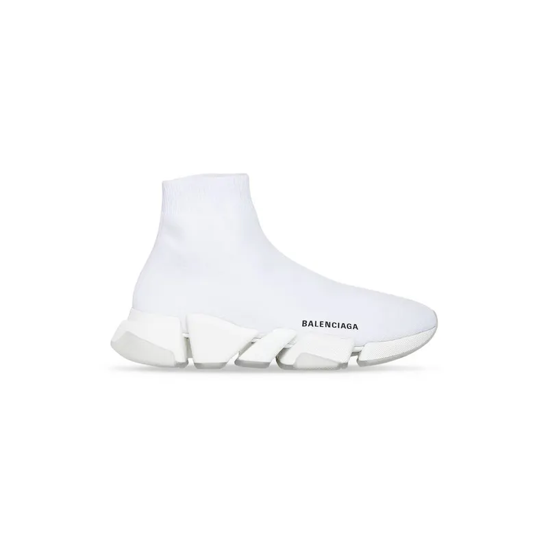 Balenciaga Speed 2.0 Clear Sole Recycled Knit Trainers White (654020W2DI29091)