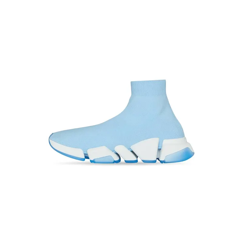 Balenciaga Speed 2.0 Clear Sole Recycled Knit Trainers Indigo (654045W2DI24190)