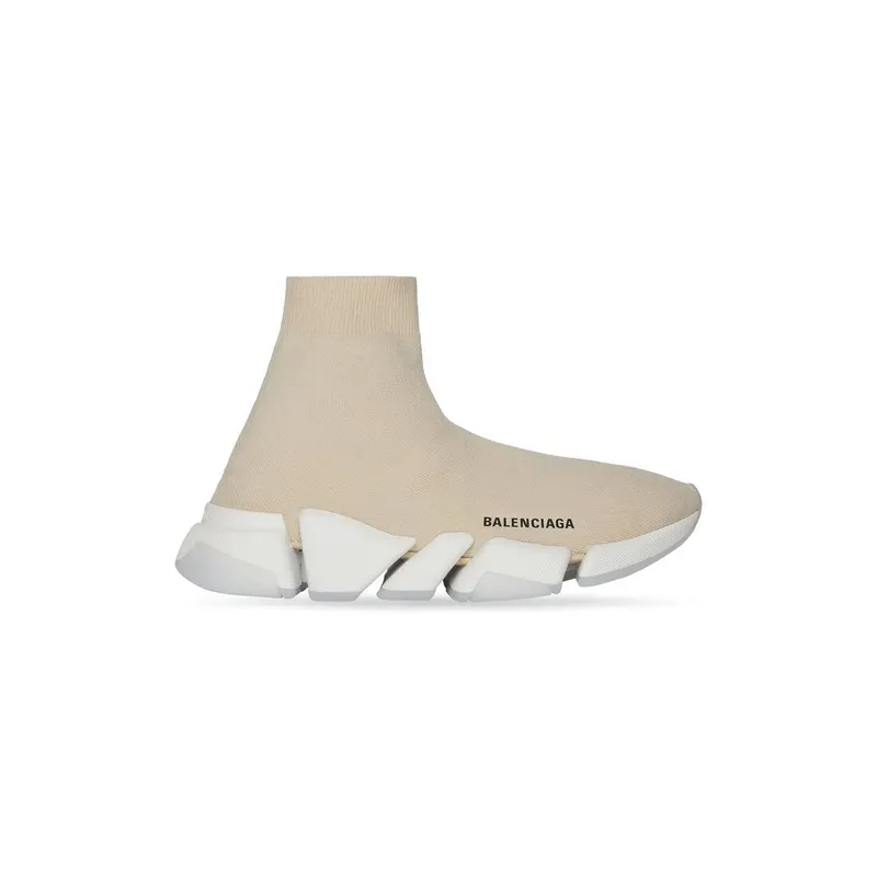 Balenciaga Speed 2.0 Clear Sole Recycled Knit Trainers Beige (654045W2DI29195)