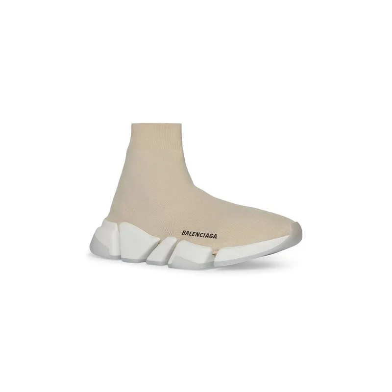 Balenciaga Speed 2.0 Clear Sole Recycled Knit Trainers Beige (654045W2DI29195)