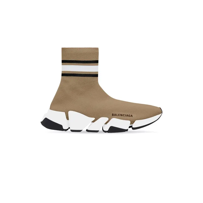 Balenciaga Speed 2.0 Recycled Knit Trainers With Stripes Beige (674608W2F619119)