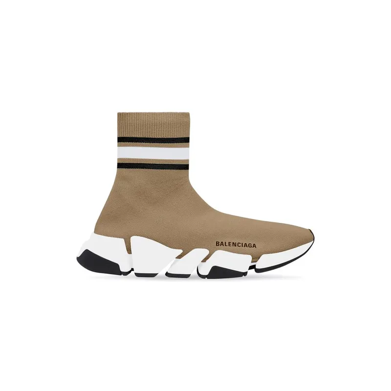 Balenciaga Speed 2.0 Recycled Knit Trainers With Stripes Beige (674617W2F619119)