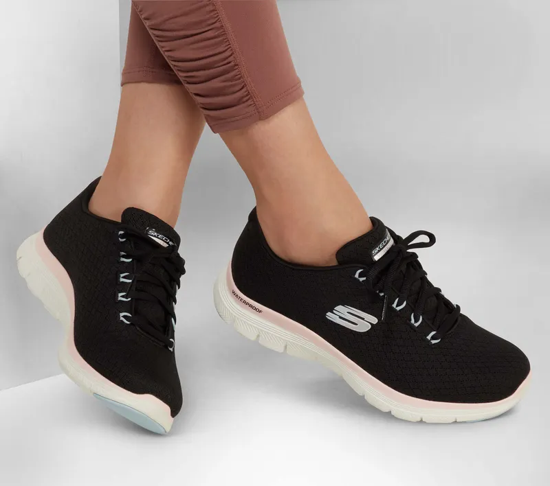 Skechers Flex Appeal 4.0 – Coated Fidelity – Zwart / Roze (149298-BKPK)