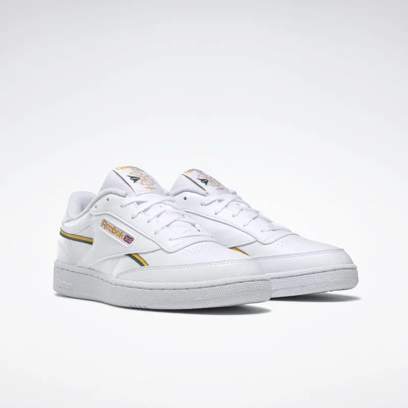 Reebok Club C 85 Vegan Schoenen Cloud White / Collegiate Gold / Dark Green