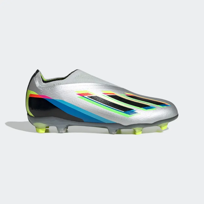 adidas X Speedportal+ Firm Ground Voetbalschoenen Silver Metallic / Core Black / Solar Yellow (GW8415)