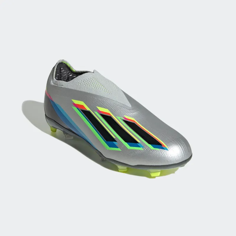 adidas X Speedportal+ Firm Ground Voetbalschoenen Silver Metallic / Core Black / Solar Yellow (GW8415)