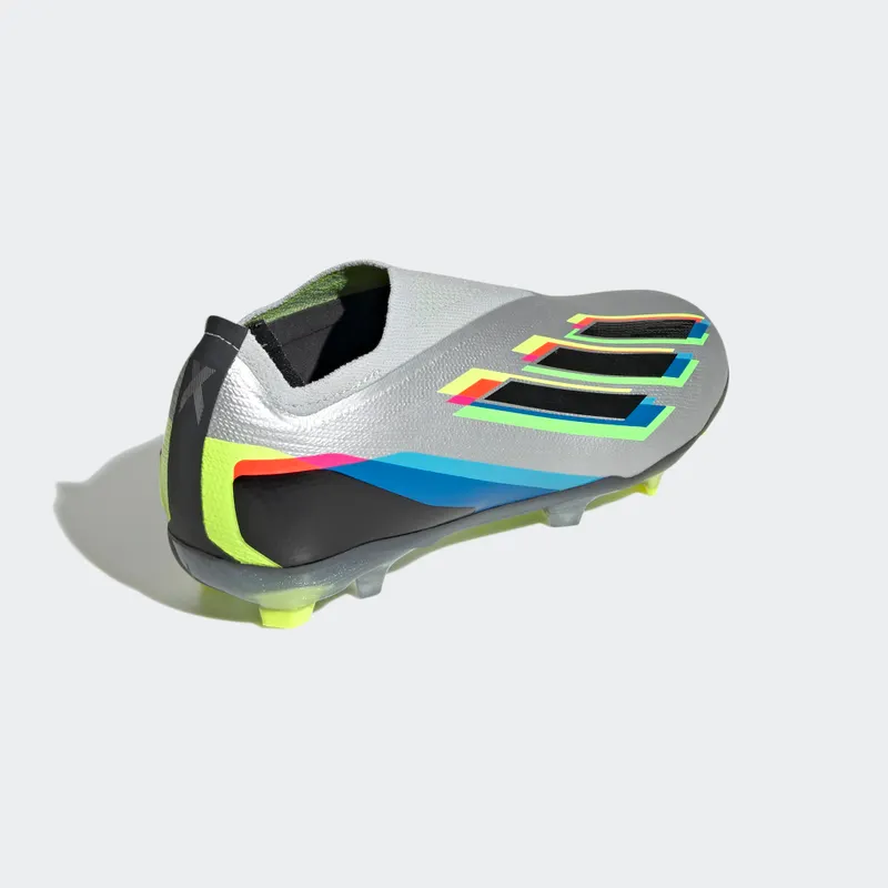 adidas X Speedportal+ Firm Ground Voetbalschoenen Silver Metallic / Core Black / Solar Yellow (GW8415)