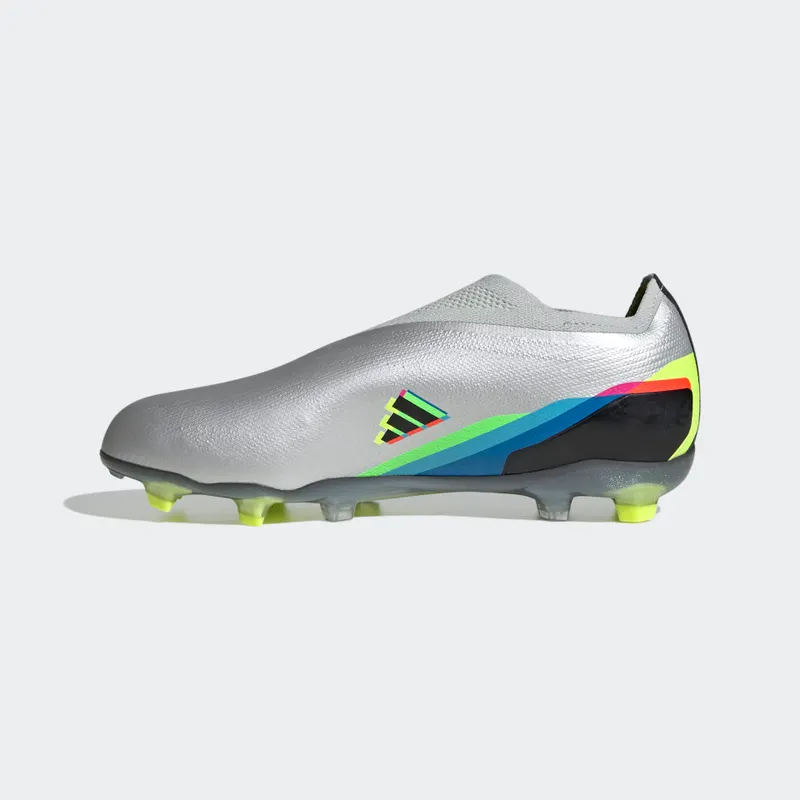 adidas X Speedportal+ Firm Ground Voetbalschoenen Silver Metallic / Core Black / Solar Yellow (GW8415)