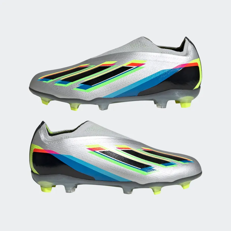 adidas X Speedportal+ Firm Ground Voetbalschoenen Silver Metallic / Core Black / Solar Yellow (GW8415)