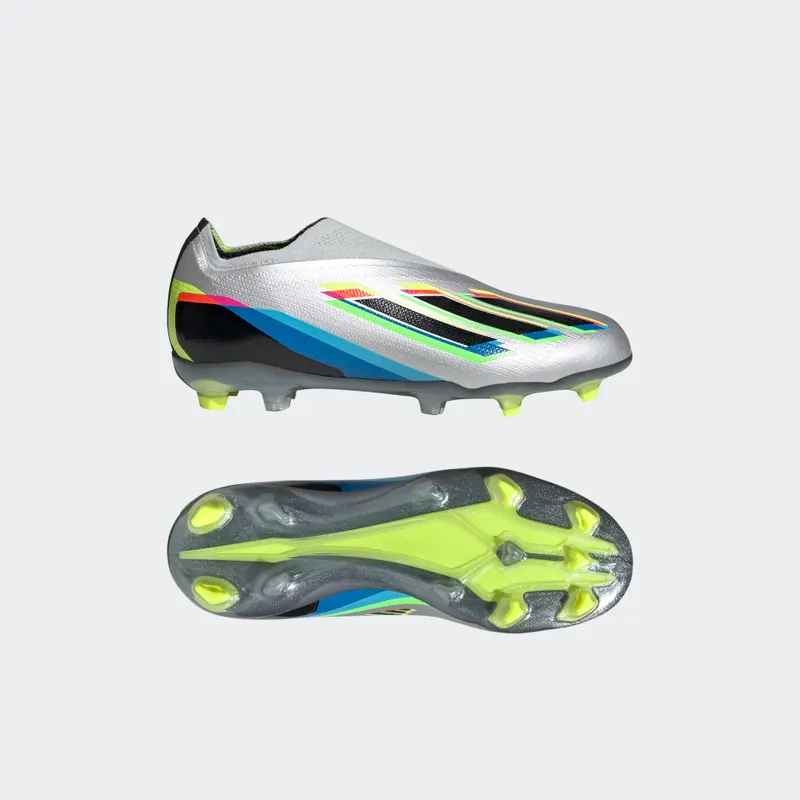 adidas X Speedportal+ Firm Ground Voetbalschoenen Silver Metallic / Core Black / Solar Yellow (GW8415)