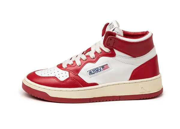 Autry Medalist Mid W Leat / Leat White / Red (AUMWWB02)