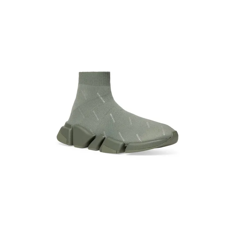 Balenciaga Speed 2.0 Recycled Knit Trainers Reflective Allover Logo Kaki (617239W2DF23390)