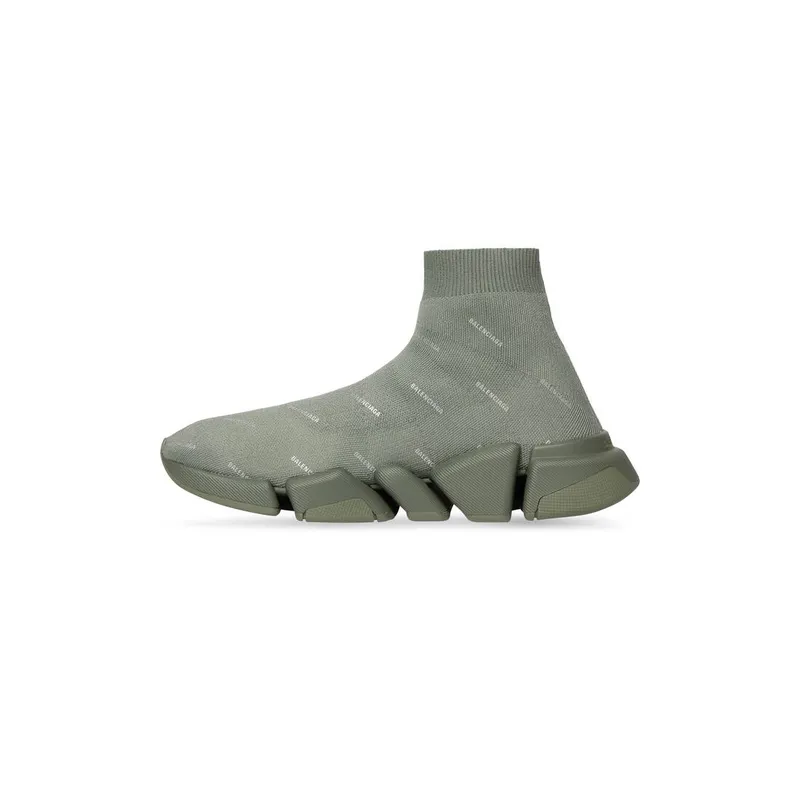 Balenciaga Speed 2.0 Recycled Knit Trainers Reflective Allover Logo Kaki (617239W2DF23390)