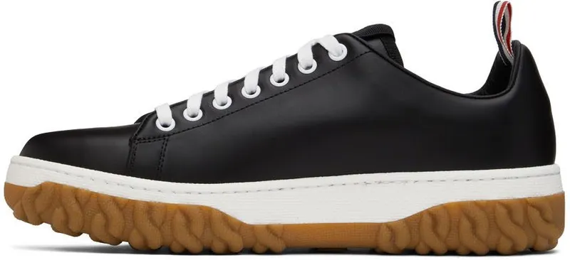 Thom Browne Black Cable Knit Court Sneakers (MFD231B-05584)