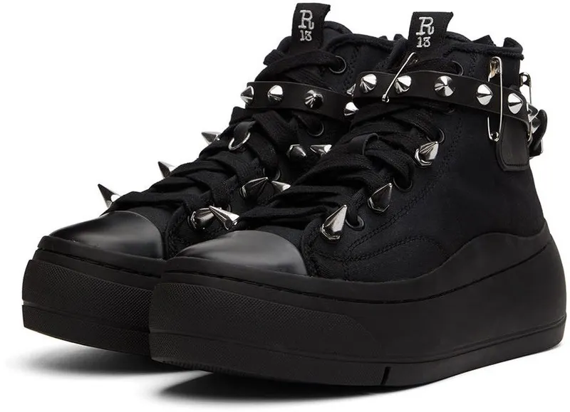 R13 Black Pyramid Studded Kurt Sneakers (R13S5034-001)