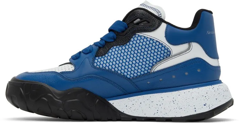 Alexander McQueen Blue & White Court Sneakers (705122WIBR2)