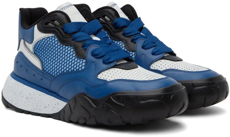 Alexander McQueen Blue & White Court Sneakers (705122WIBR2)