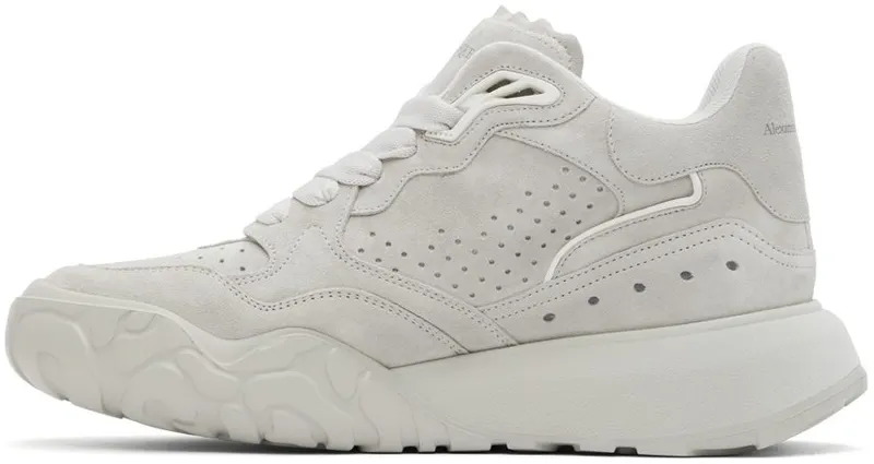 Alexander McQueen Gray Court Trainer Mid-Top Sneakers (705121WHWJF)
