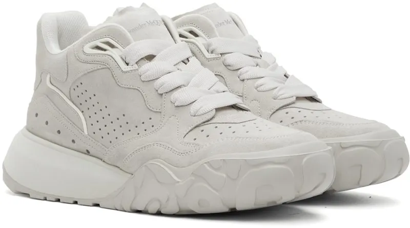Alexander McQueen Gray Court Trainer Mid-Top Sneakers (705121WHWJF)