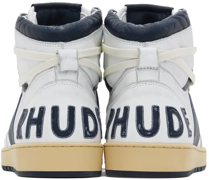Rhude White & Navy Rhecess Hi Sneakers (RHPF22FO03178807)