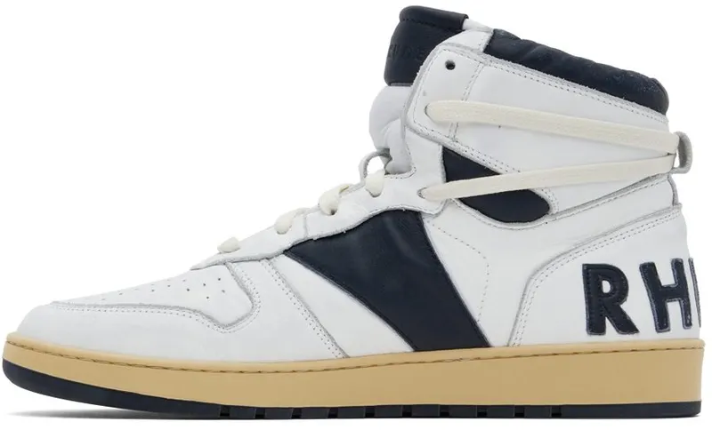 Rhude White & Navy Rhecess Hi Sneakers (RHPF22FO03178807)