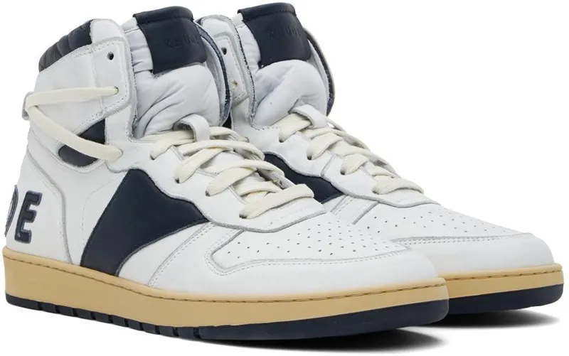Rhude White & Navy Rhecess Hi Sneakers (RHPF22FO03178807)