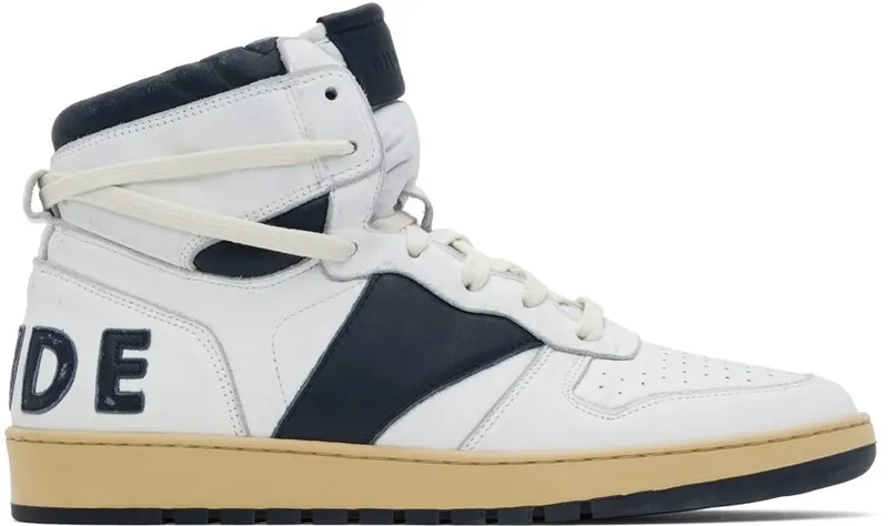 Rhude White & Navy Rhecess Hi Sneakers (RHPF22FO03178807)