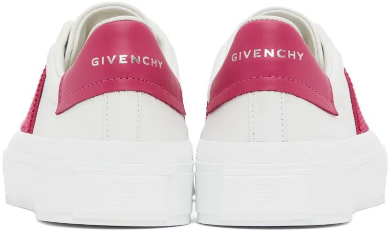 Givenchy White & Pink City Sport Low-Top Sneakers (BE0029E1H4149)