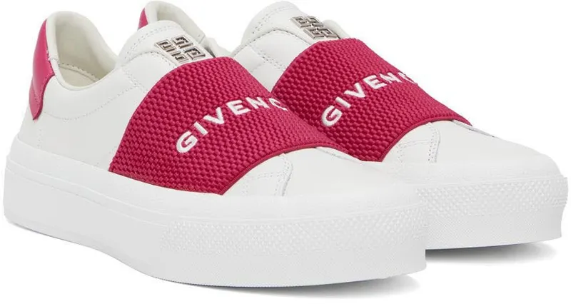 Givenchy White & Pink City Sport Low-Top Sneakers (BE0029E1H4149)