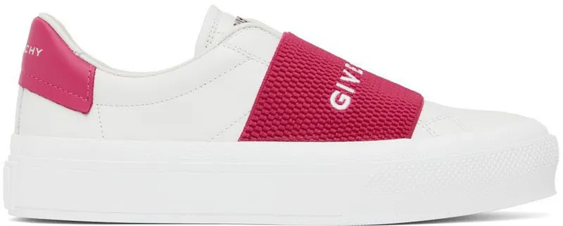 Givenchy White & Pink City Sport Low-Top Sneakers (BE0029E1H4149)
