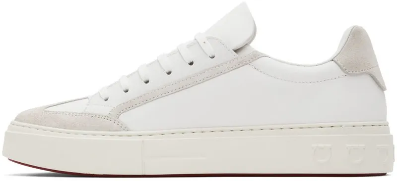Salvatore Ferragamo White Gancini Low-Top Sneakers (697630 02B227007)