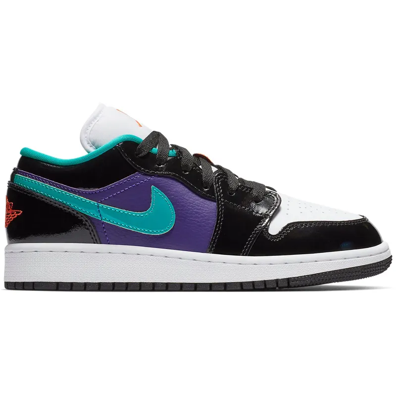 Jordan 1 Low Black Court Purple Turbo Green (GS) (553560-035)