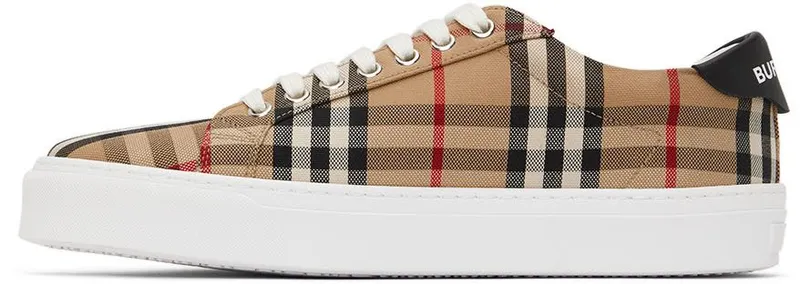 Burberry Beige Rangleton Check Low Sneakers (8049776)