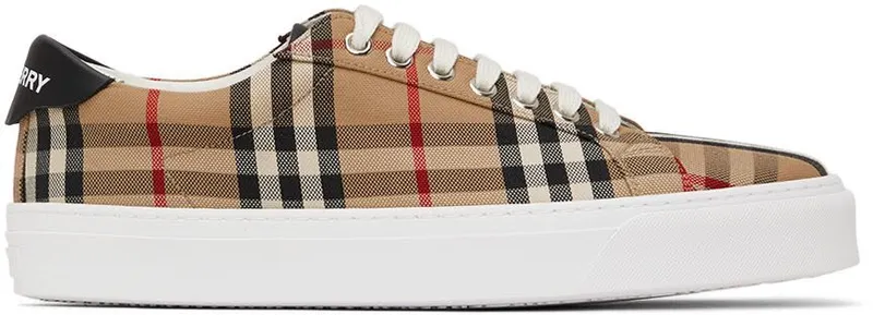 Burberry Beige Rangleton Check Low Sneakers (8049776)