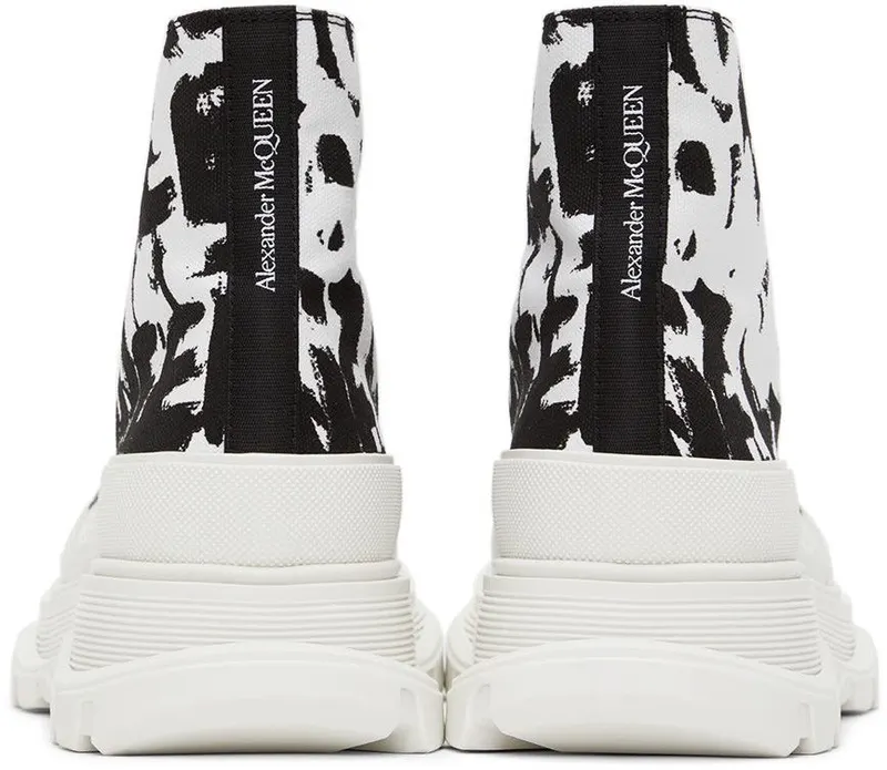 Alexander McQueen Beige Graffiti Tread Slick High Sneakers (705667W4TG4)