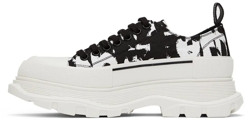 Alexander McQueen Black & Beige Graffiti Tread Slick Sneakers (705668W4TG5)