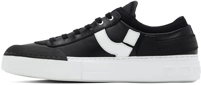 Salvatore Ferragamo Black Gancini Low-Top Sneakers (753540 020840003)