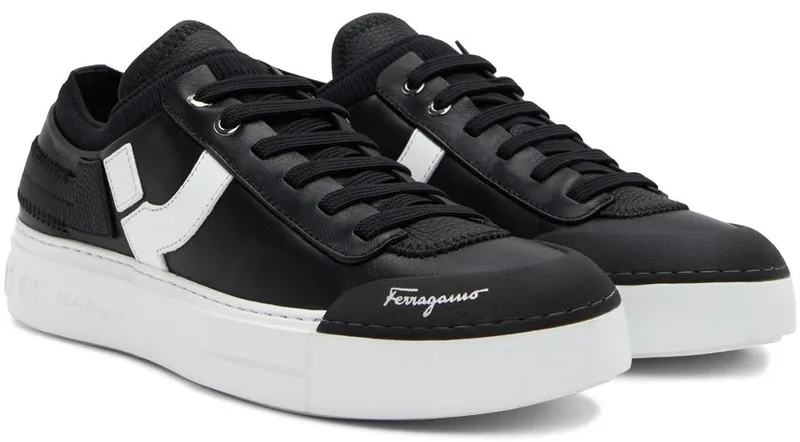 Salvatore Ferragamo Black Gancini Low-Top Sneakers (753540 020840003)