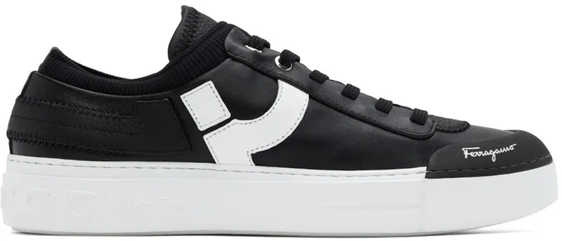 Salvatore Ferragamo Black Gancini Low-Top Sneakers (753540 020840003)